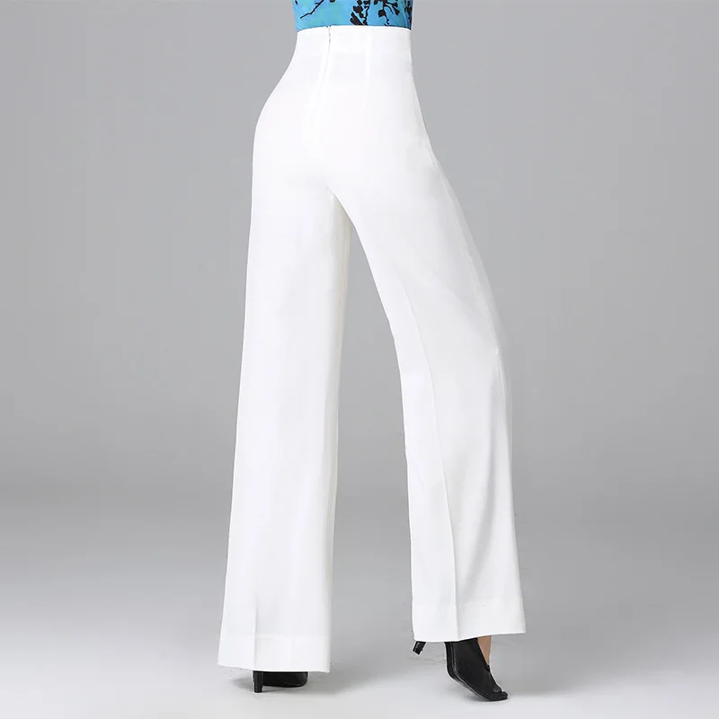 Женские штаны для бальных танцев белые с высокой талией танцев|Бальные танцы| |