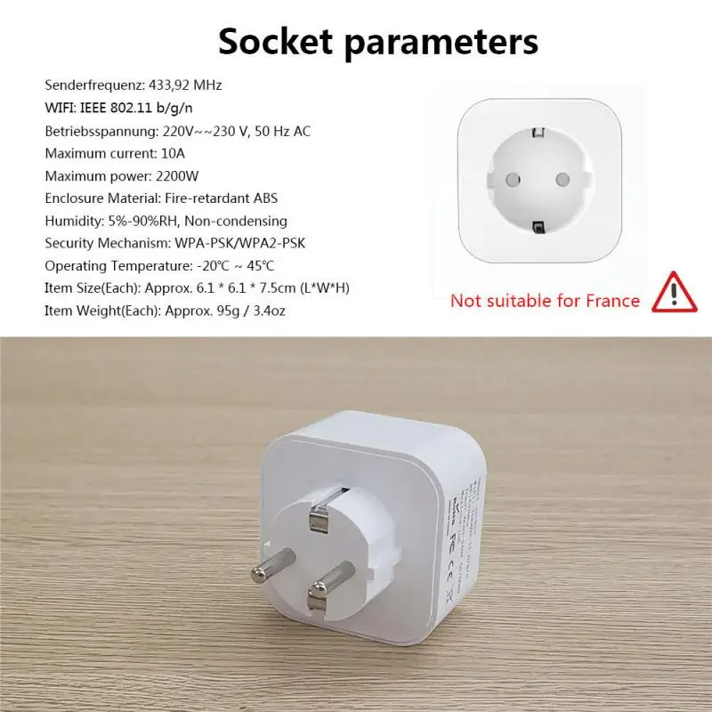 

New EU Socket 10A WIFI Timing Plug 220-230V Portable Smart Home Socket For Appliances Compatible With Alexa Google Home