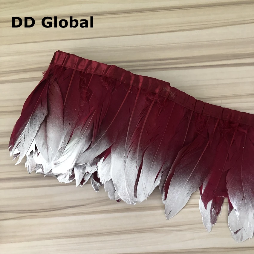 1 метр красочные гусиные перья планки Серебряный спрей краска гуси перо ленты 15-20