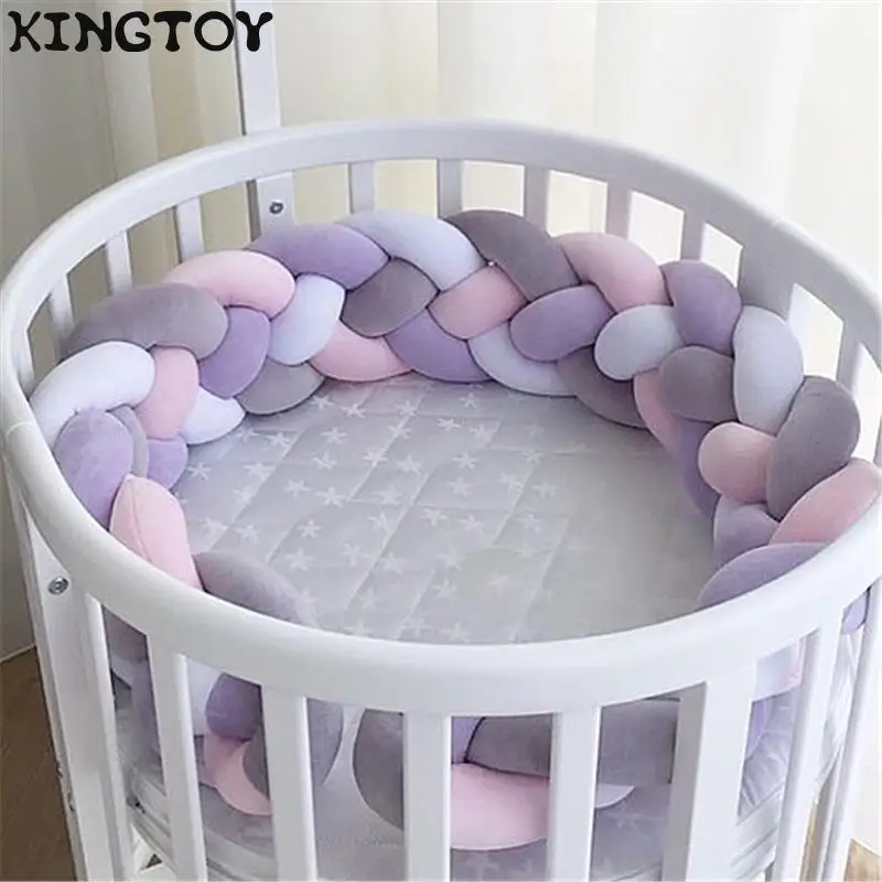 

4 Braids 2m Knot Soft Baby Bed Bumper In The Crib Side Braid Newborn Crib Pad Protection Cot Bumper Infant Baby Bed Bumper