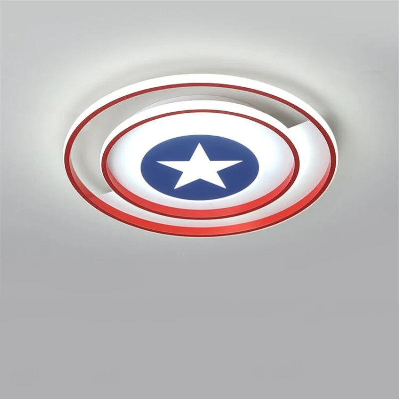 

White Captain America Star Kid Room Bedroom Children Princess Ceiling Light Lamp Fixtures Teenager Boys Girls Nursery Lighting