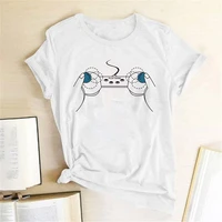 funny handle video game t shirt gaming player play hand letter printed tees shirt femme fashion casual short sleeve summer tops