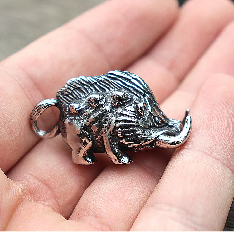 Кулон в стиле панк ожерелье 316L из нержавеющей стали 3D дикая подвеска Кабан для