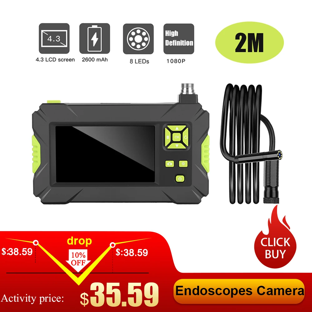 Эндоскопическая камера бороскоп P30 зеленый ручной промышленный 4 3 дюйма HD 1080P