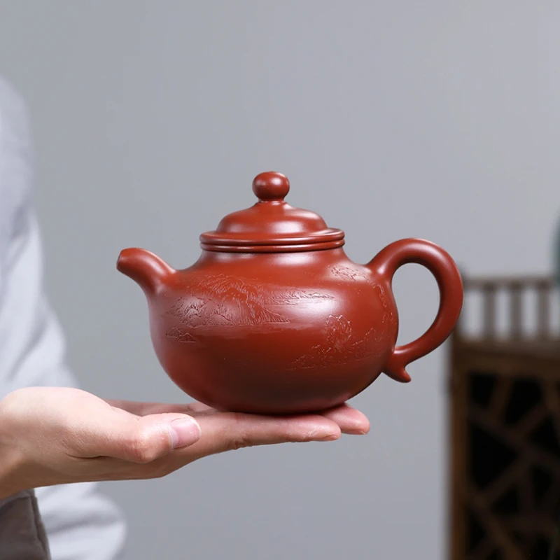 

Yixing pure handmade teapot famous master authentic raw Dahongpao purple sand single teapot large capacity