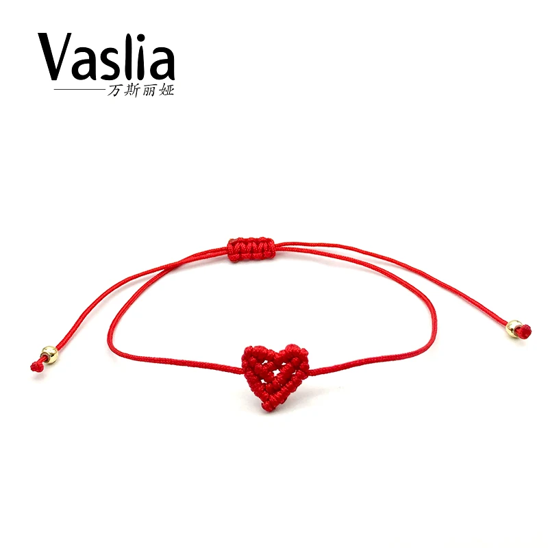 Браслет VASLIA персиковый в форме сердца красный веревочный браслет ручной работы