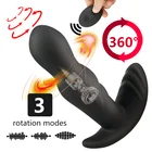Анальная пробка-вибратор, силиконовый массажер простаты, вращающийся на 360 градусов, Анальная пробка, вибрирующий секс-игрушки для мужчин для стимуляции точки G