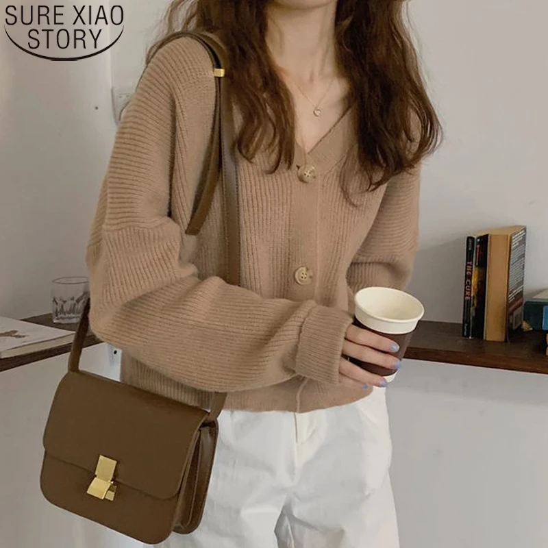 

All-match Soft Loose Knitted Cotton Girl Sweater Winter Lazy Loose Solid Female Cardigan Warm Basic Knitwear Jumper Women 17721