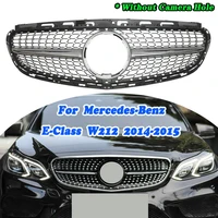 GT Diamond Grill Front Racing Bumper Grille Upper Facelift Grill Cover For Mercedes Benz E-Class W212 2014 2015 4 Doors Chrome