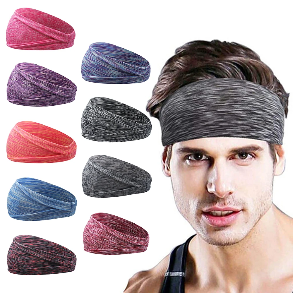 

Sweat Headbands Men Women Elastic Sweatband Moisture Wicking Yoga Running Scarf Headwrap Non Slip Hair Bands 10 Colors