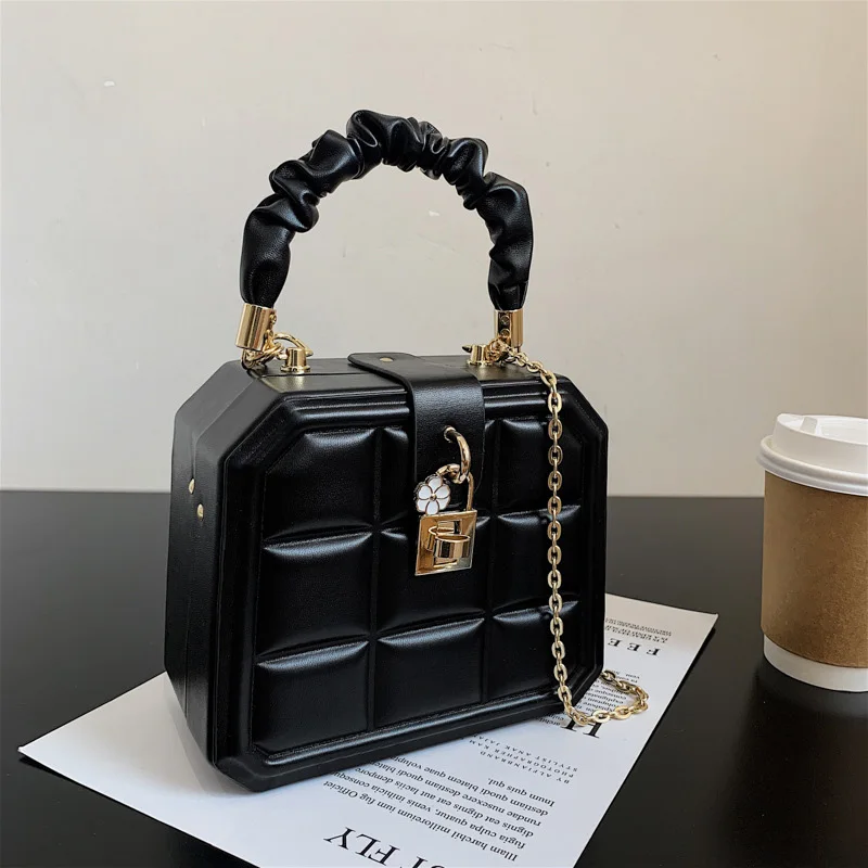 

Lattice Square Mini Box Crossbody Bag Quality Leather Women's Designer Handbags and Purses Ladies Chain Shoulder Messenger Bags