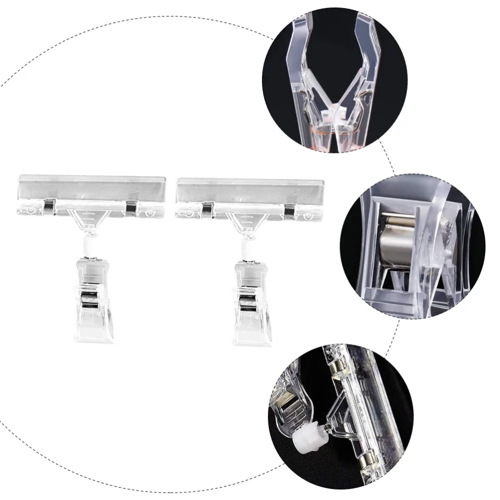 

25pcs Clear Price Tags Holder Label Holder Clamp Clip-on Holder for Supermarket