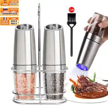 Electric Salt Pepper Mill Stainless Steel Spice Mill Grinder Salt and Pepper Grinder Adjustable Coarseness Kitchen Gadget Sets