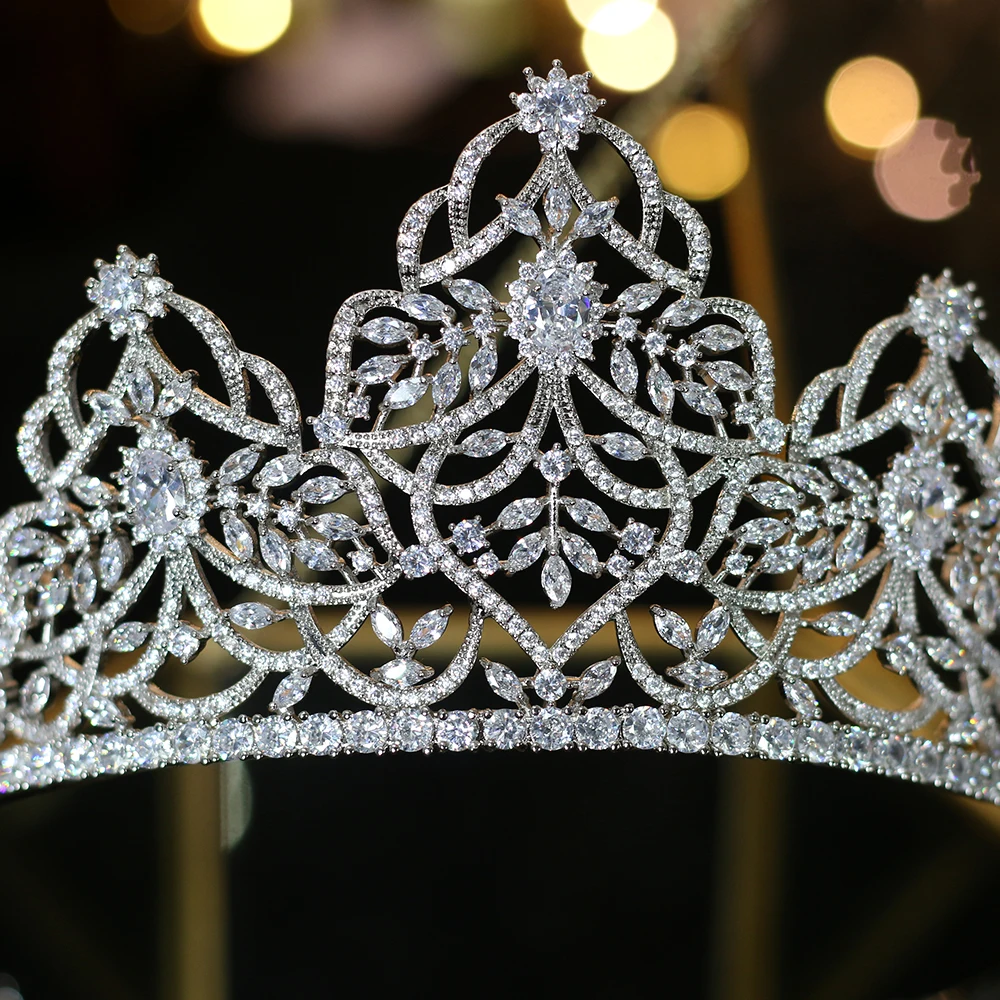 nueva novia de alta calidad de la venda de la novia corona de la joyeria cubic zirconia tocado chica tiara corona