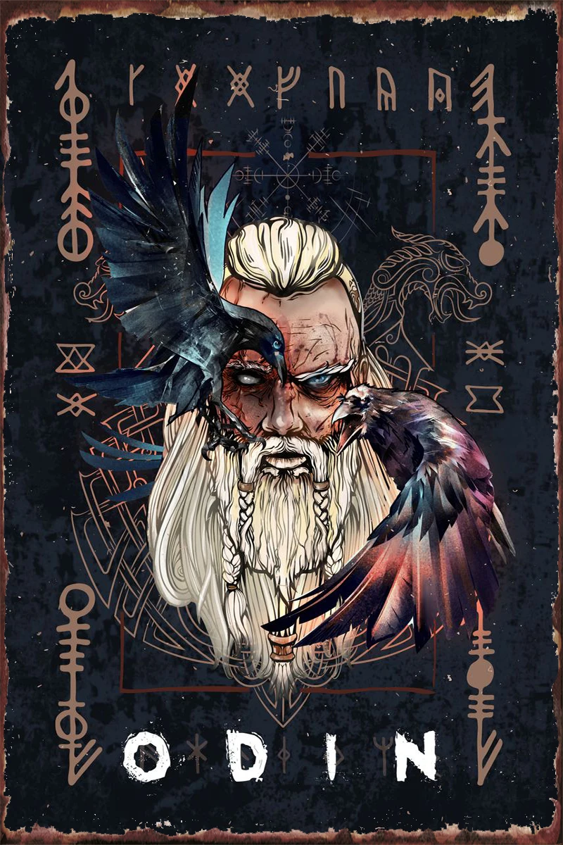 

Оловянные пластины Odin, декор для стен, декор для комнаты, Ретро винтажный металлический знак, жестяной знак для искусства, мужская пещера, ка...