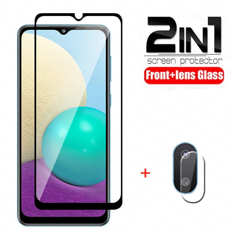 

2in1 Tempered Glass For Samsung Galaxy A02 6.5'' Screen Protector Lens Film for Samsung A 02 SM-A022F/DS A02s Protective Glass