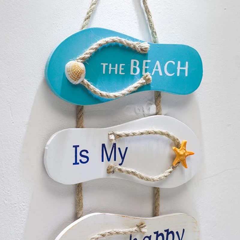 

New Mediterranean Retro Quadruple Slippers Listing Home Accessories "THE BEACH Is My Happy Place"