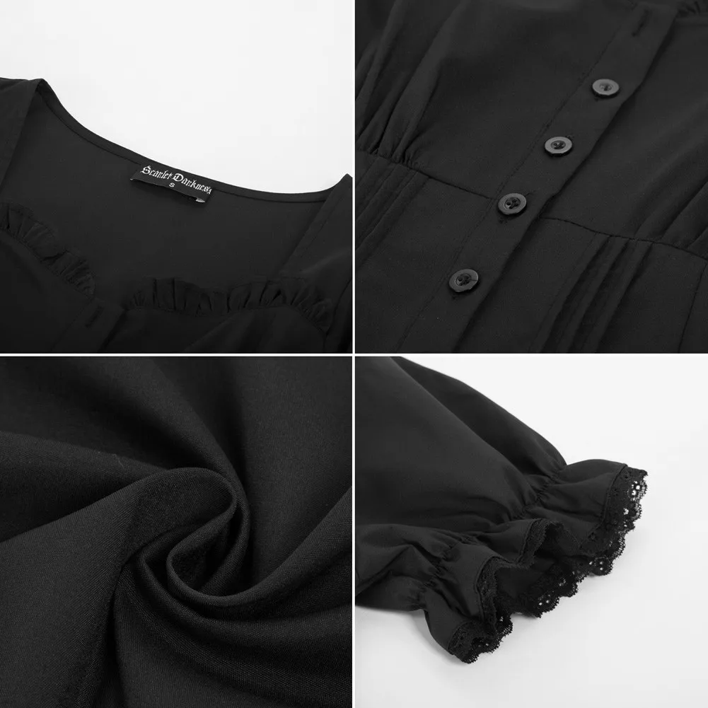 Женская рубашка в стиле эпохи Возрождения с коротким рукавом и вырезом сердечком