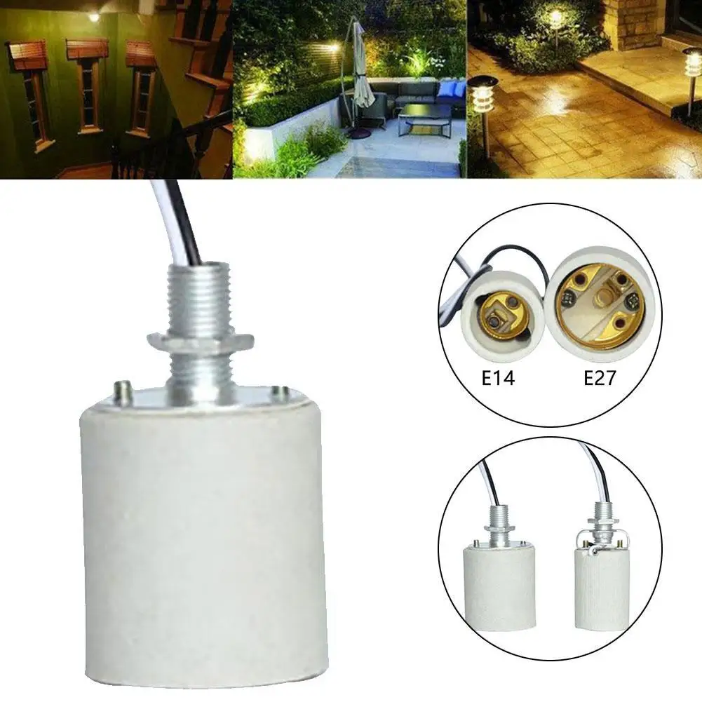 Suporte da Lâmpada Base de Cerâmica Adaptador com Cabo Resistente ao Calor para Bulbo Parafuso Durável Redondo Doméstico Soquete E27 E14 Fácil Instalar Uso 2 Cheap Base da luminária