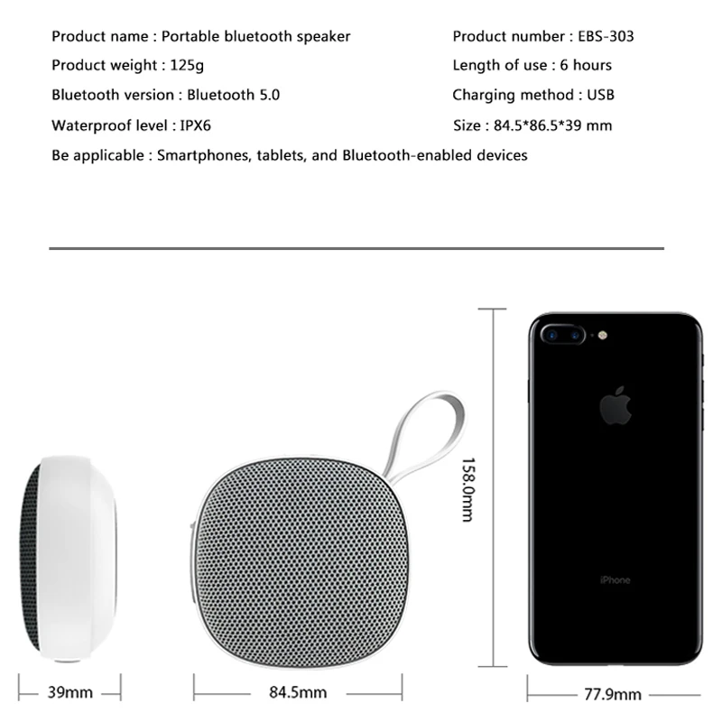 

YABA New portable Wireless Bluetooth Speaker IPX6 Waterproof mini Built-in mic Bluetooth Bass Sound Outdoor Speaker caixa de som