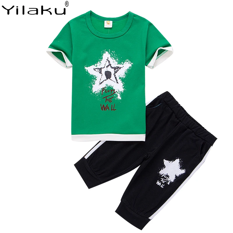 Летние комплекты одежды для мальчиков Yilaku с принтом пентаграммы детская одежда