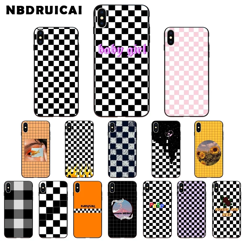 Черно белая шахматная доска NBDRUICAI мягкий силиконовый чехол из ТПУ для телефона