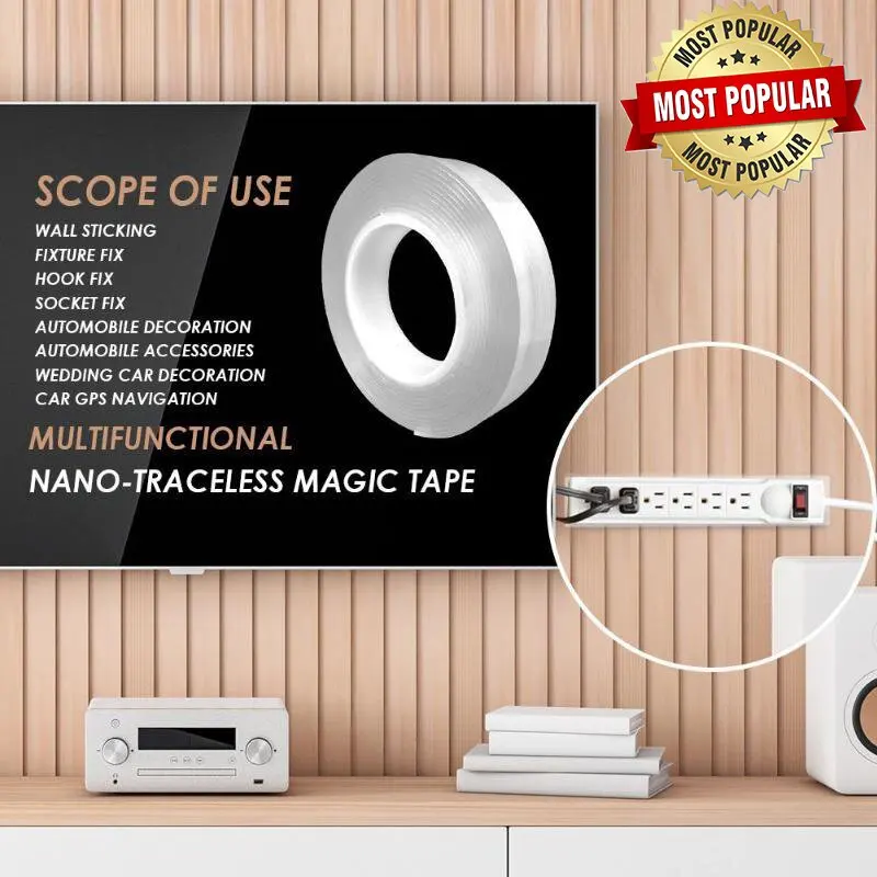 

Прозрачная клейкая поверхность с двух сторон нано-прочность ленты съемный моющийся износоустойчивый водонепроницаемое противообрастающе...