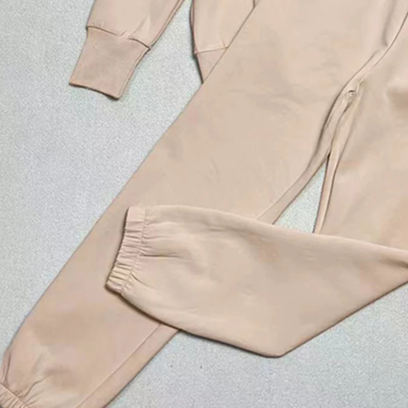 

TWOTWINSTYLE Casual Two Piece Set For Women Turtleneck Long Sleeve Sweatshirts High Waist Full Length Pant Solid Sets Female New