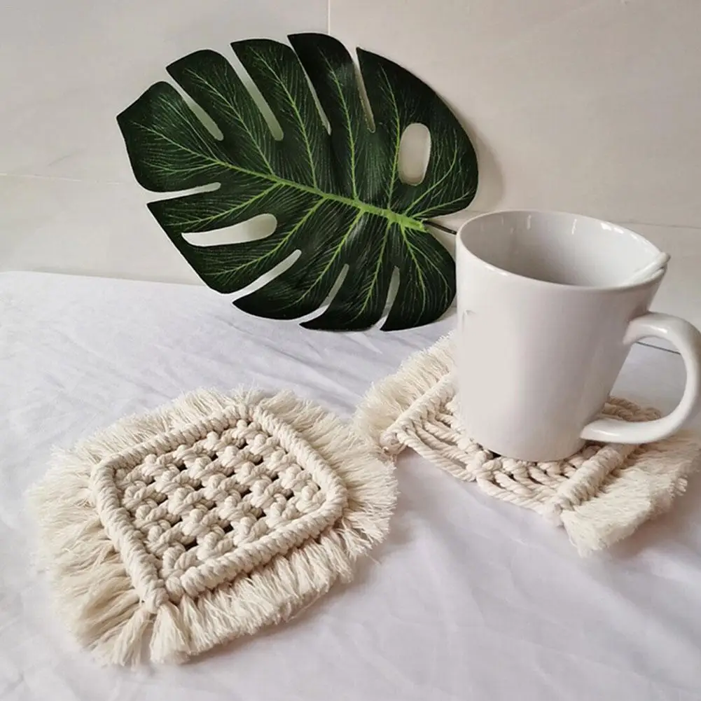 Плетеная подставка богемная скатерть маленькая ручной работы DIY настольное