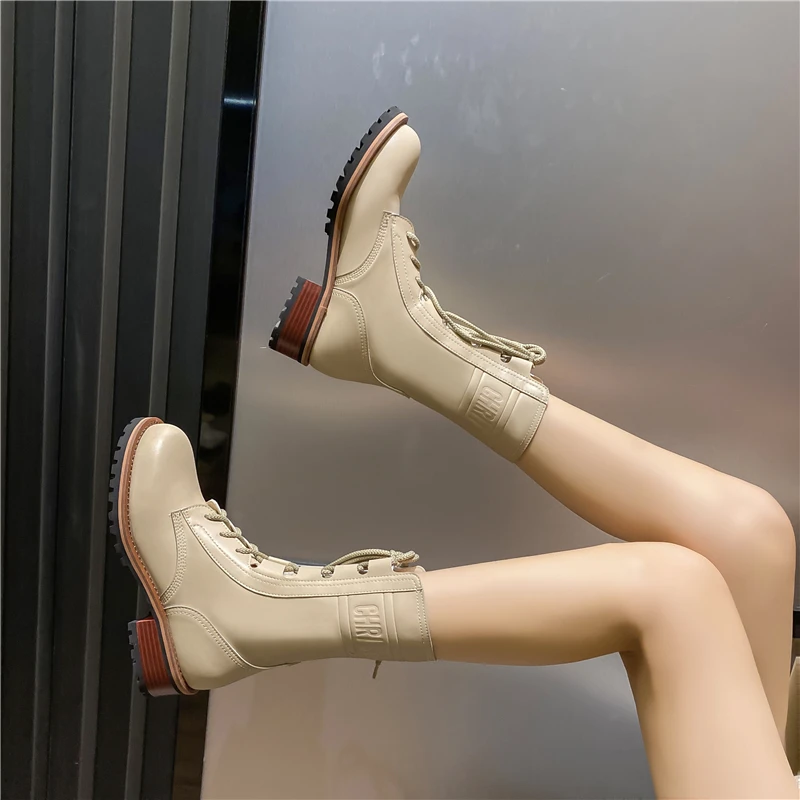 

2021 Women's Motorcycle Boots Flat Ankle Boots