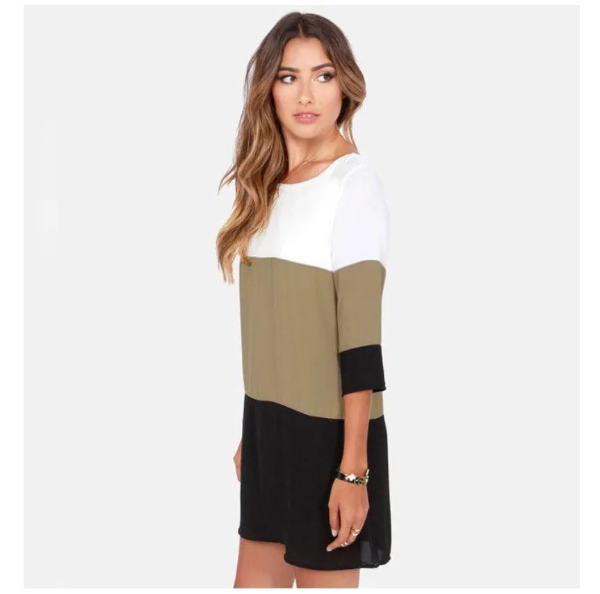 Новая мода размера плюс S - 6XL с лоскутным шитьем из шифона Повседневная плотная