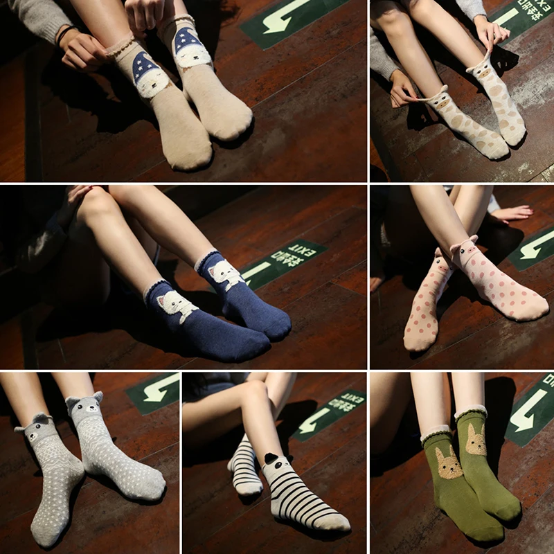 

Kawaii Socks Cute Cotton Autumn Winter Warm Sock Women's Lovely Animal Women Panda Bear Pig Giraffe Cartoon Socks