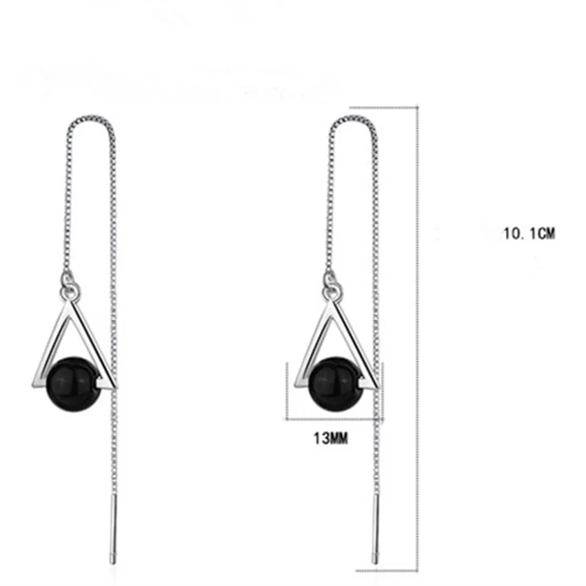 Женские Висячие серьги Kinitial с длинной цепочкой и кисточками из черного камня