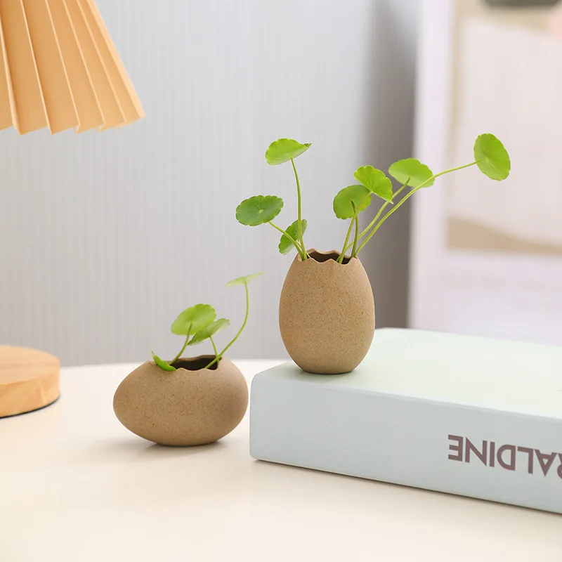 

Mini Egg Vase Ceramic Porcelain Vases Flower Arrangment Ornaments Crafts Home Decor Abstract Cracked Egg Shell Flower Pot