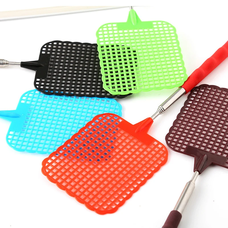 1 шт случайный цвет выдвижная муха ваттер пластик гибкий простой узор мухобойка