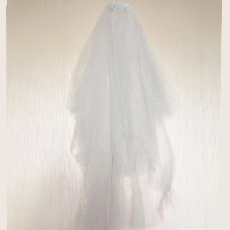 Блестящая двухслойная короткая свадебная вуаль с блестками свадебные