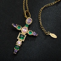 noble luxury crystal cross pendant necklace for women stainless steel chain charm women initial necklace wedding jewelry gift