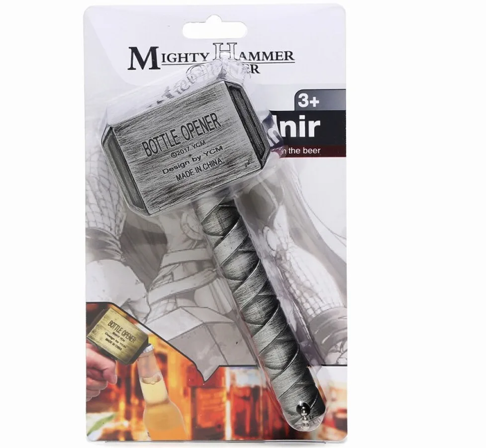 

2021 Creative Beer Bottle Openers Multifunction Hammer Of Thor Shaped Beer Corkscrew Long Handle Beer Bottle Opener