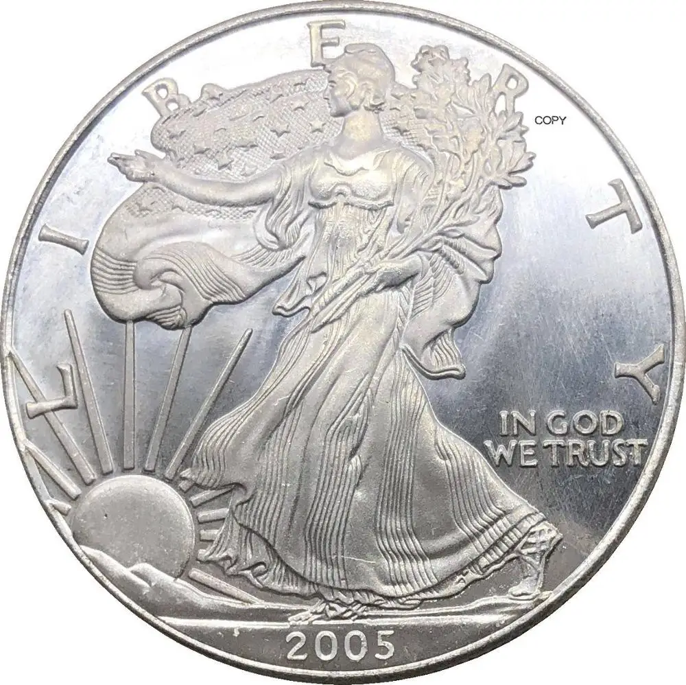 

1 доллар США, американская Серебряная монета в виде орла, 2005 Вт, памятная Серебряная монета с покрытием типа «Орел», копия монеты