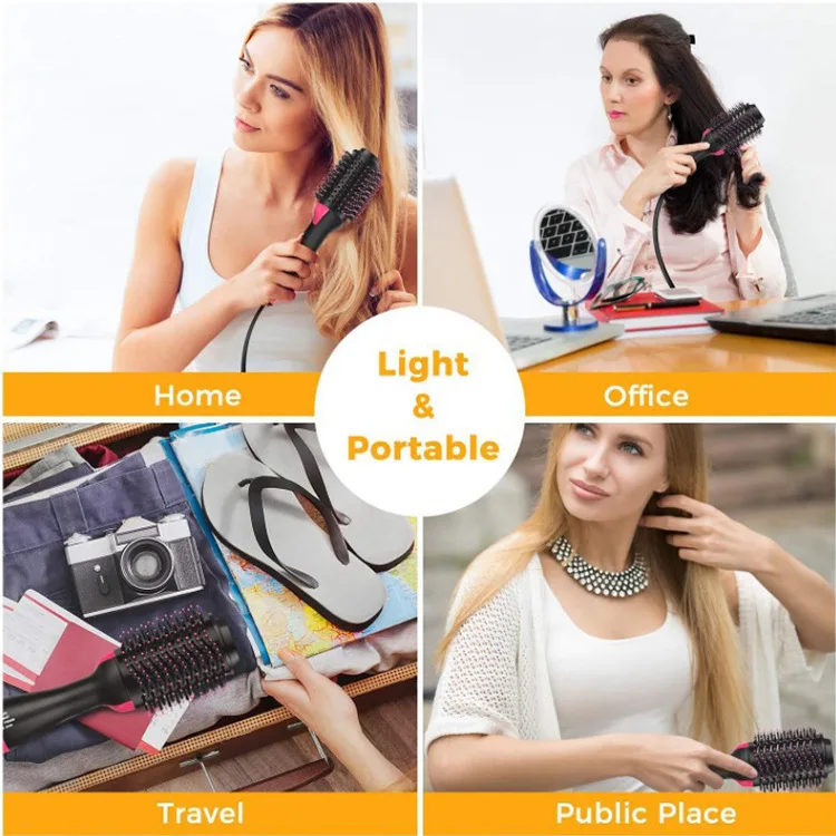 

3 in 1 Electric Hot Air Brush Straightener Multifunctional Hair Styling Tool Smooth Frizz & Ionic Hair Straightening Curling