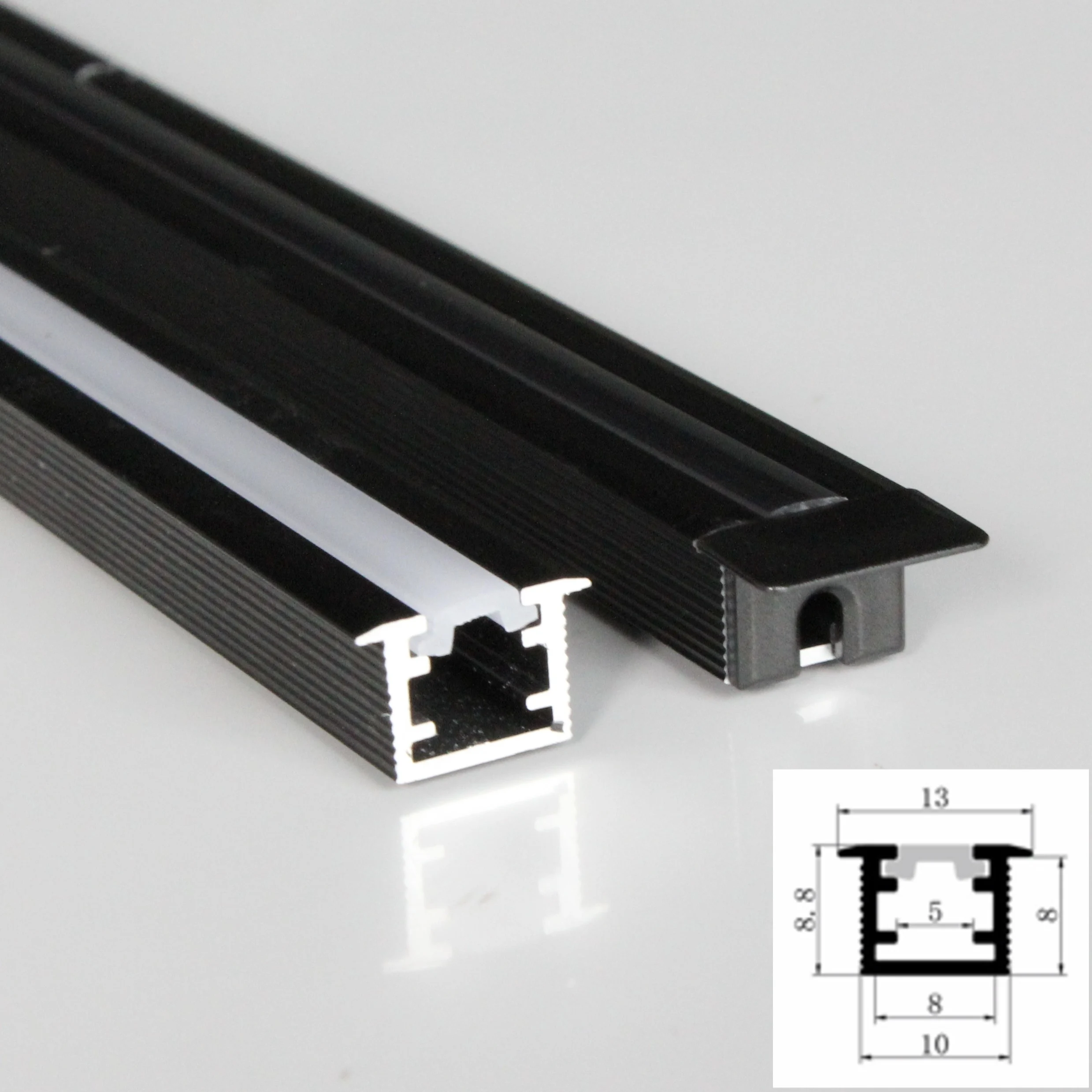 30m (30pcs) a lot, 1m per piece, black led aluminum profile for led strips with milky diffuse cover