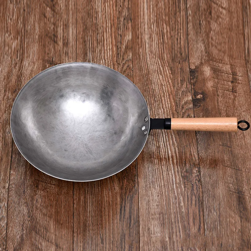 Традиционная железная вок ручной работы антипригарная сковорода газовая плита