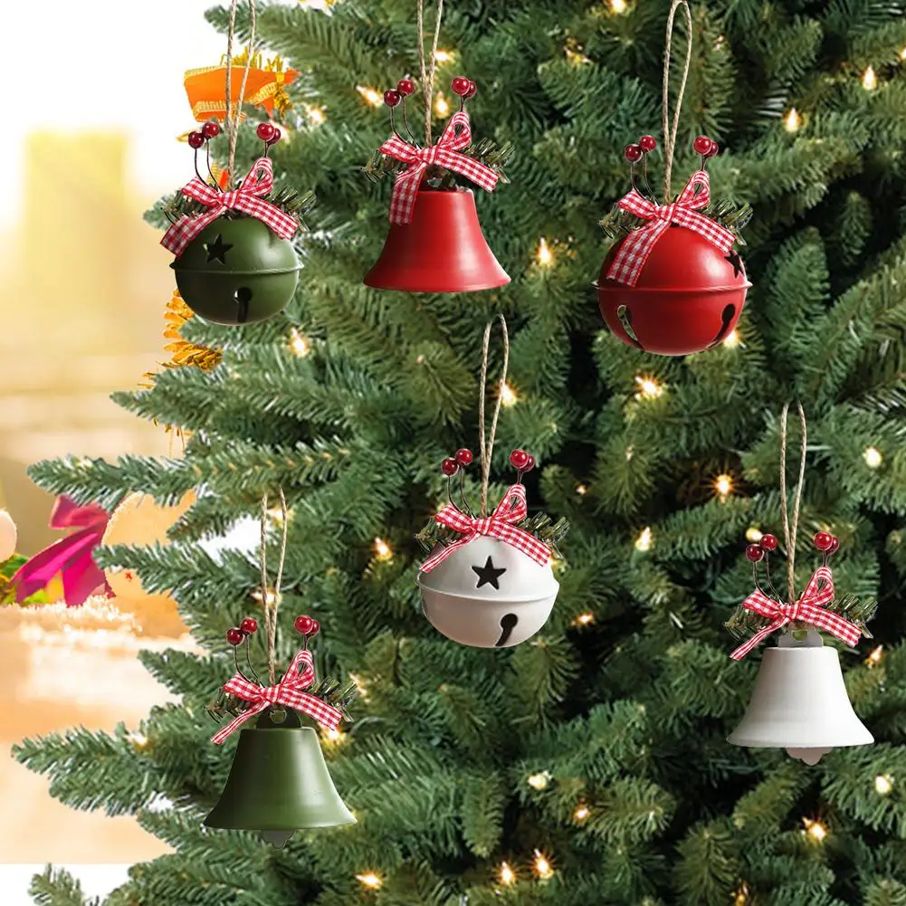 

1Pcs Christmas Bell Green Red White Metal Jingle Bells Christmas Tree Hanging Pendant Ornament Christmas Decoration for Home