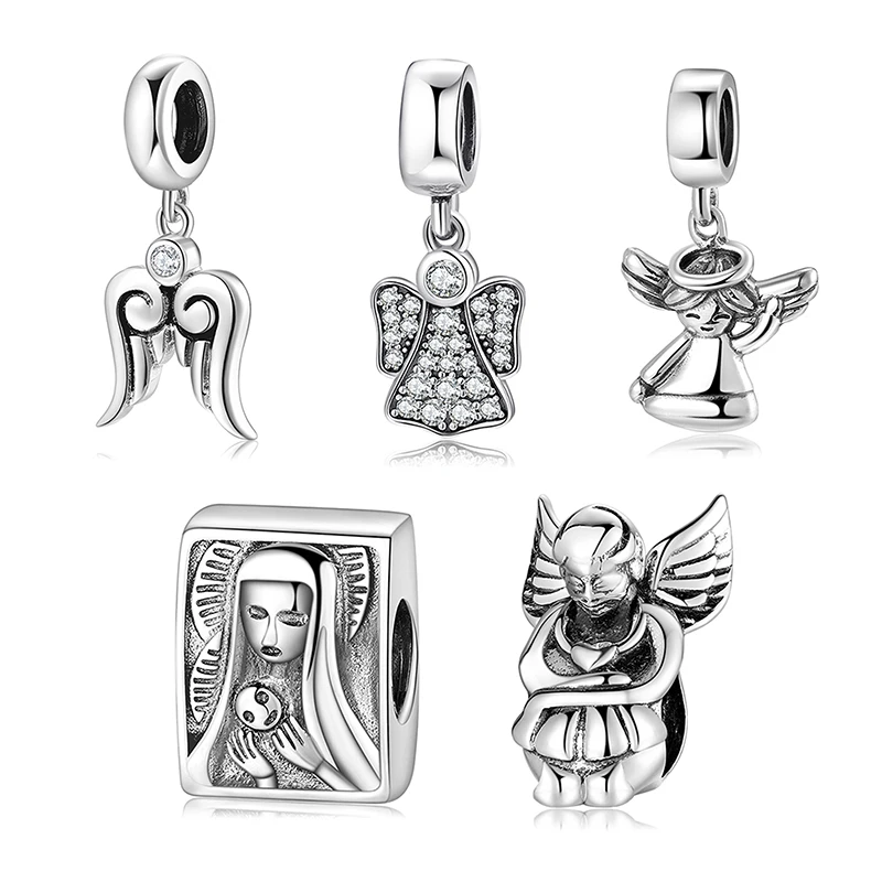 

925 Sterling Silver Lovely angel baby pendants Jewelry Making fit Original Charms Women Bracelet Necklace