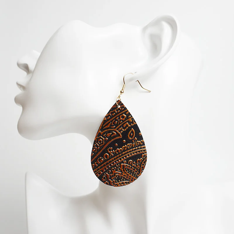 Cpop красные каплевидные серьги из натуральной кожи для женщин модные Эффектные в