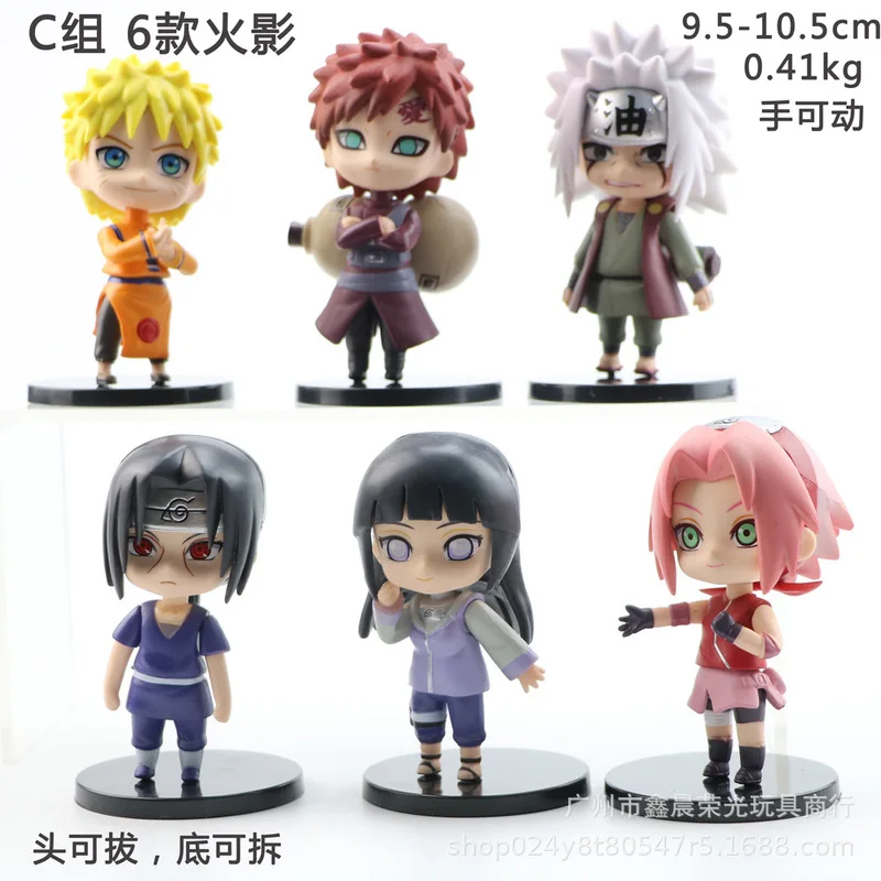 6 шт. фигурка героя аниме Наруто рисунок игрушки SASUKE kakashi Сакура Фиксатор шеи экшн