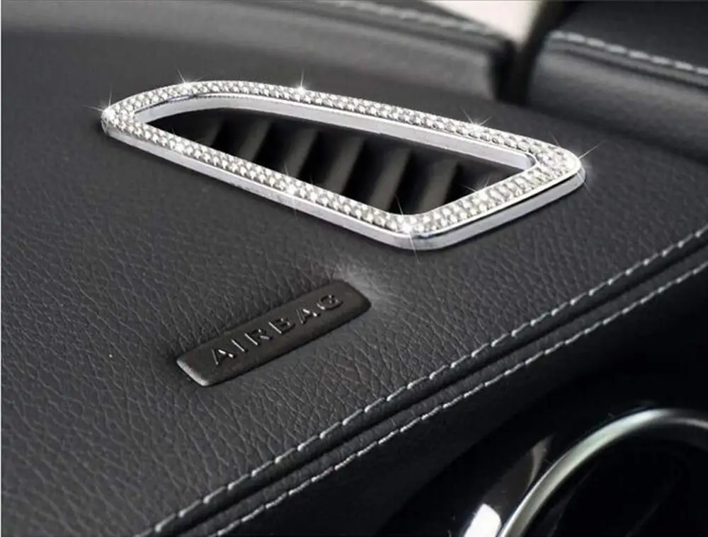 Подходит для Mercedes Benz Bling аксессуары для женщин C Класс GLC Автомобильный интерьер Кондиционер Выход Bling горный хрусталь 3D наклейки