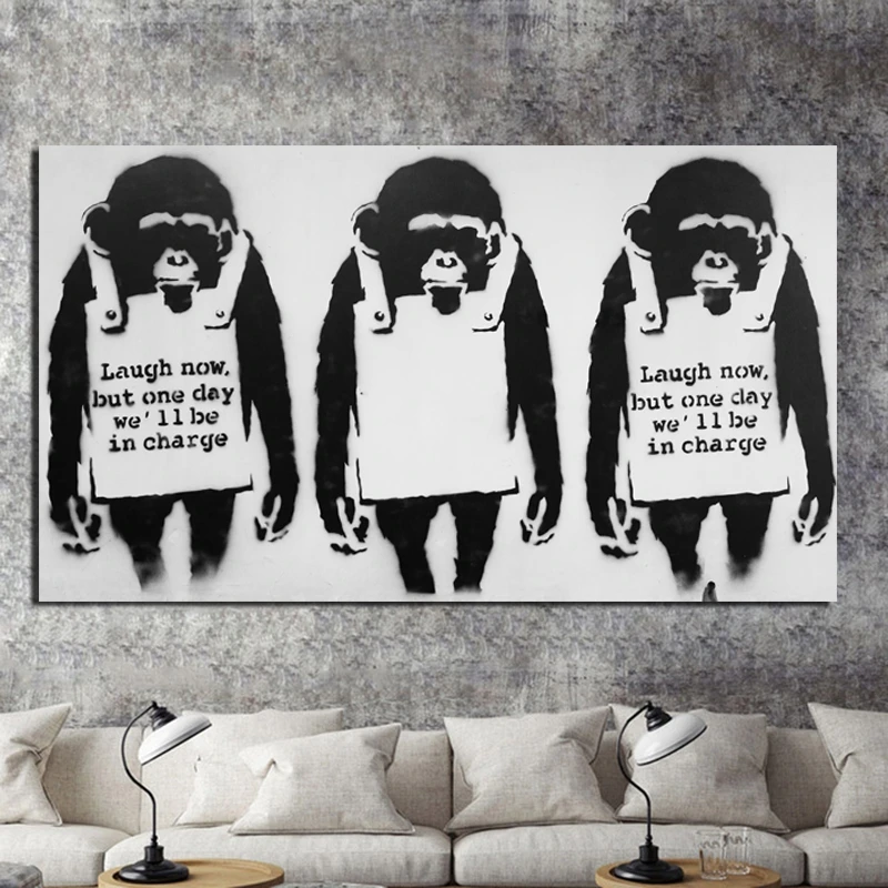 Картина маслом на холсте Бэнкси три Orangutans домашнее украшение для гостиной