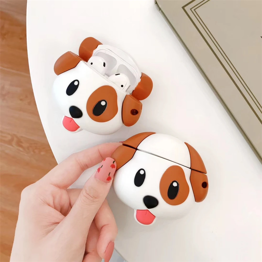 

3D Cartoon cute puppy dog shark funny cute silicone Case For Airpods 2 1 cover For Air pods 1 2 Cases Wireless charging soft Box