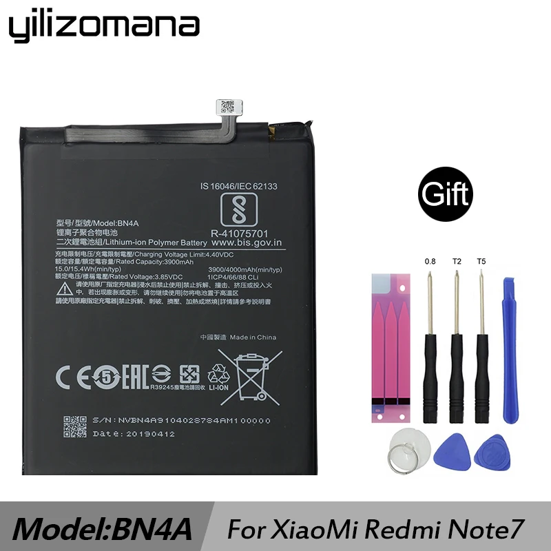 YILIZOMANA BN4A телефон батарея для Xiaomi Redmi Note 7 Замена батареи 4000 мАч Высокое качество